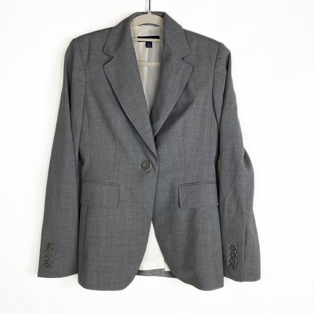 Banana Republic Wool Lycra Spandex Blend Gray Button Up Business Suit Jacket